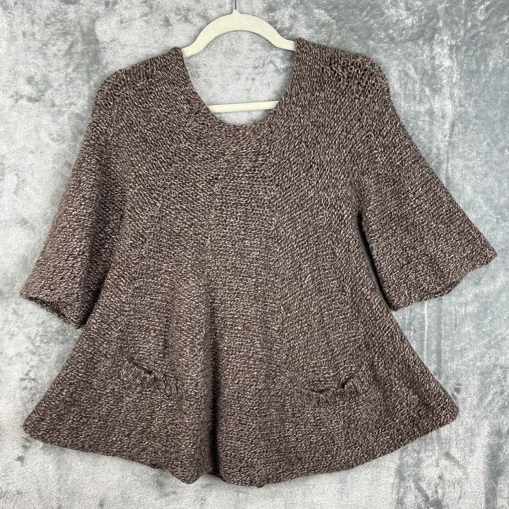 Manoush Sweater Womens Small Brown A Line Swing Snap Back Faux Buttons‎ Pockets